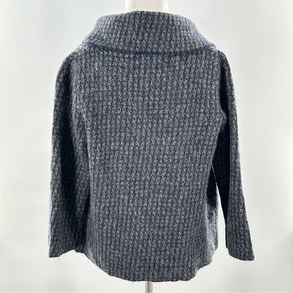 Max studio womens sweater size M grey blue houndstooth wool old money cardigan - Picture 7 of 12